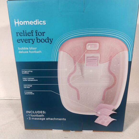 Homedics Bubble Bliss Deluxe Foot Bath Heated Massaging Foot Spa Color Pink-NEW - Picture 7 of 8